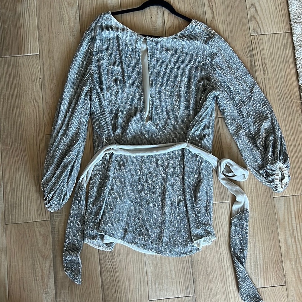 Retrofete silver sequin dress with belt